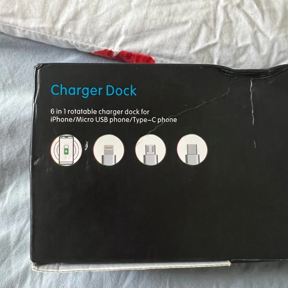 6 in 1 Wireless Rotatable White Charging Dock Station Fast Wireless Char…